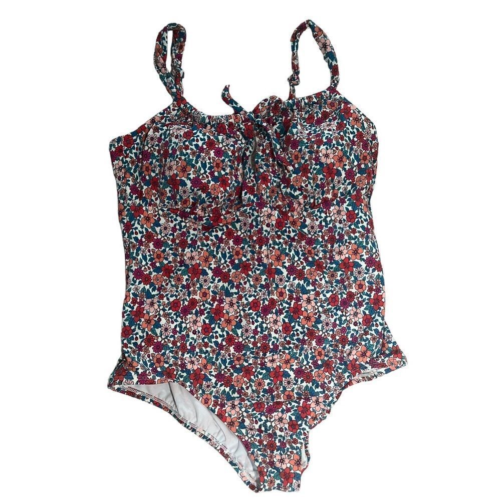 Time And True White Floral One Piece Swimsuit sz 1X